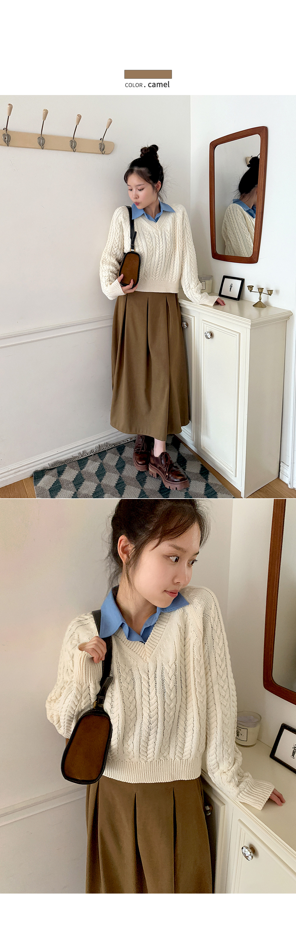 ピンタックバックゴムロングサイドジップフレアAラインスカート