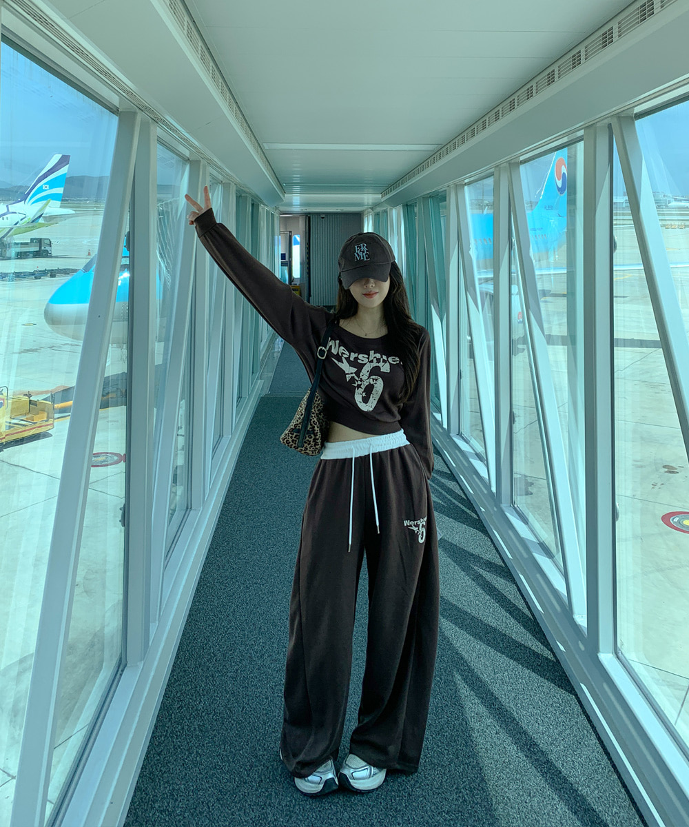 ウエストゴムワイドドローストリングカラープリントパンツ