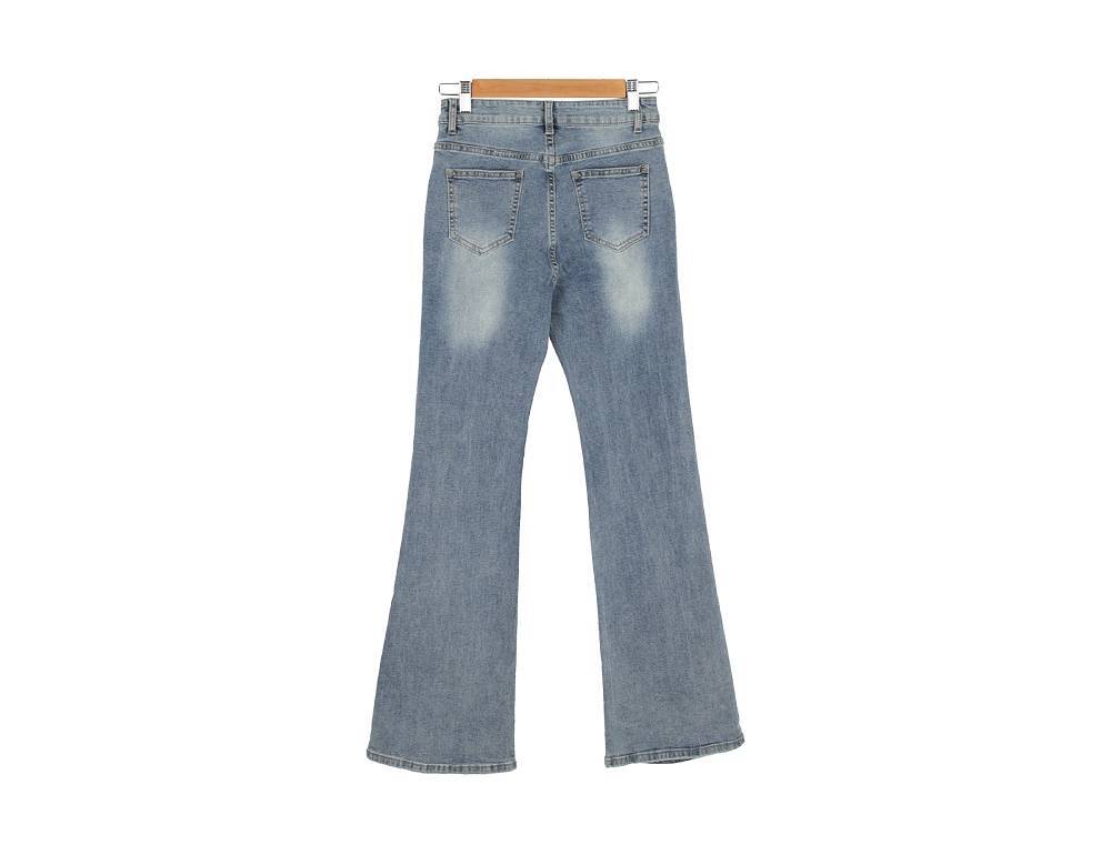 選べる丈]ウォッシング骨盤パッドブーツカットライトブルーデニム