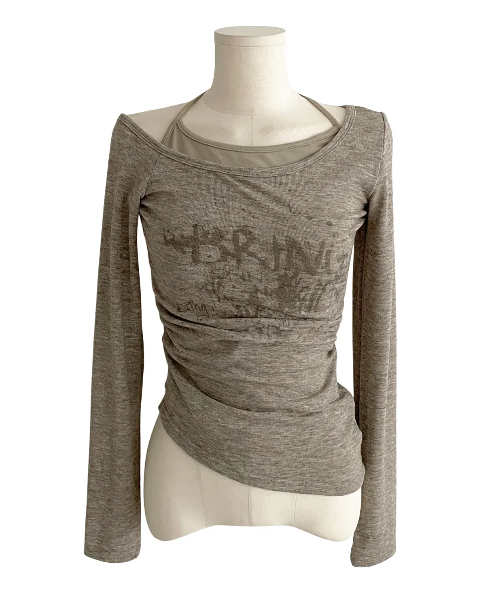 긴팔 티셔츠 오트밀 색상 이미지-S4L3