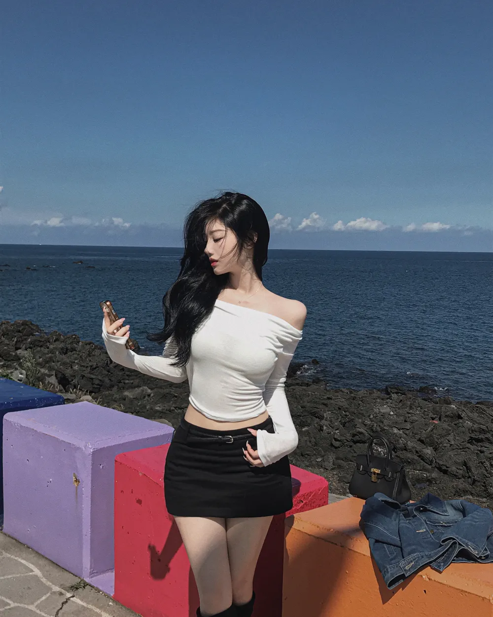 긴팔 티셔츠 모델 착용 이미지-S1L37