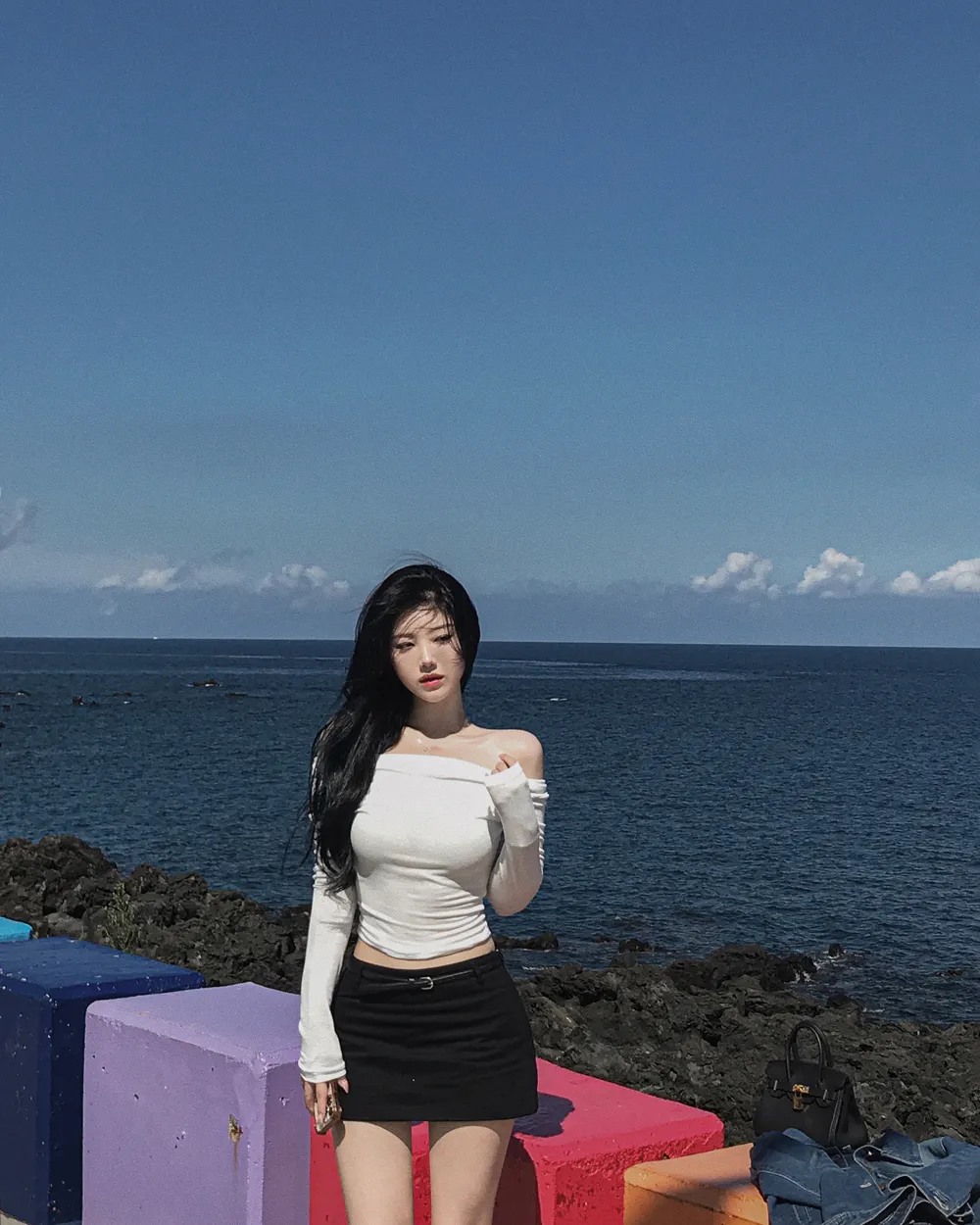 긴팔 티셔츠 모델 착용 이미지-S1L35
