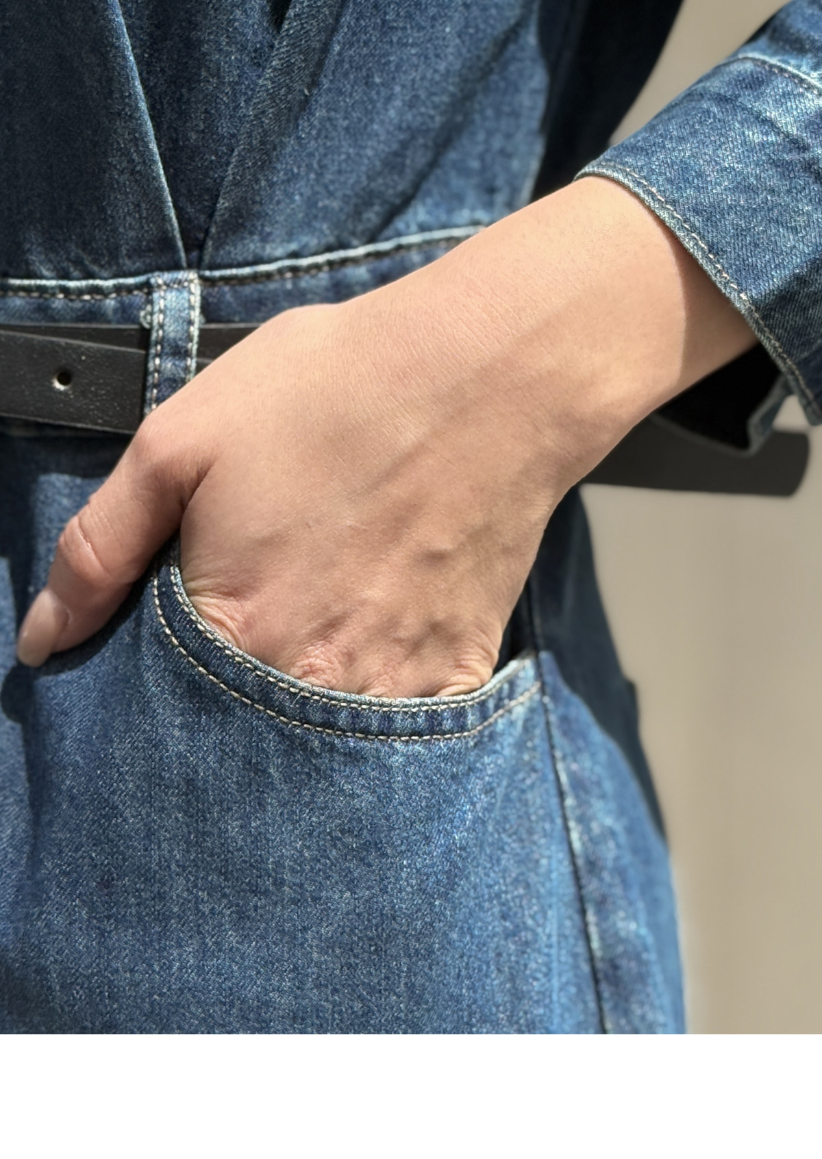 選べる丈]デニムボタンカラーロング長袖ワンピース | レディース