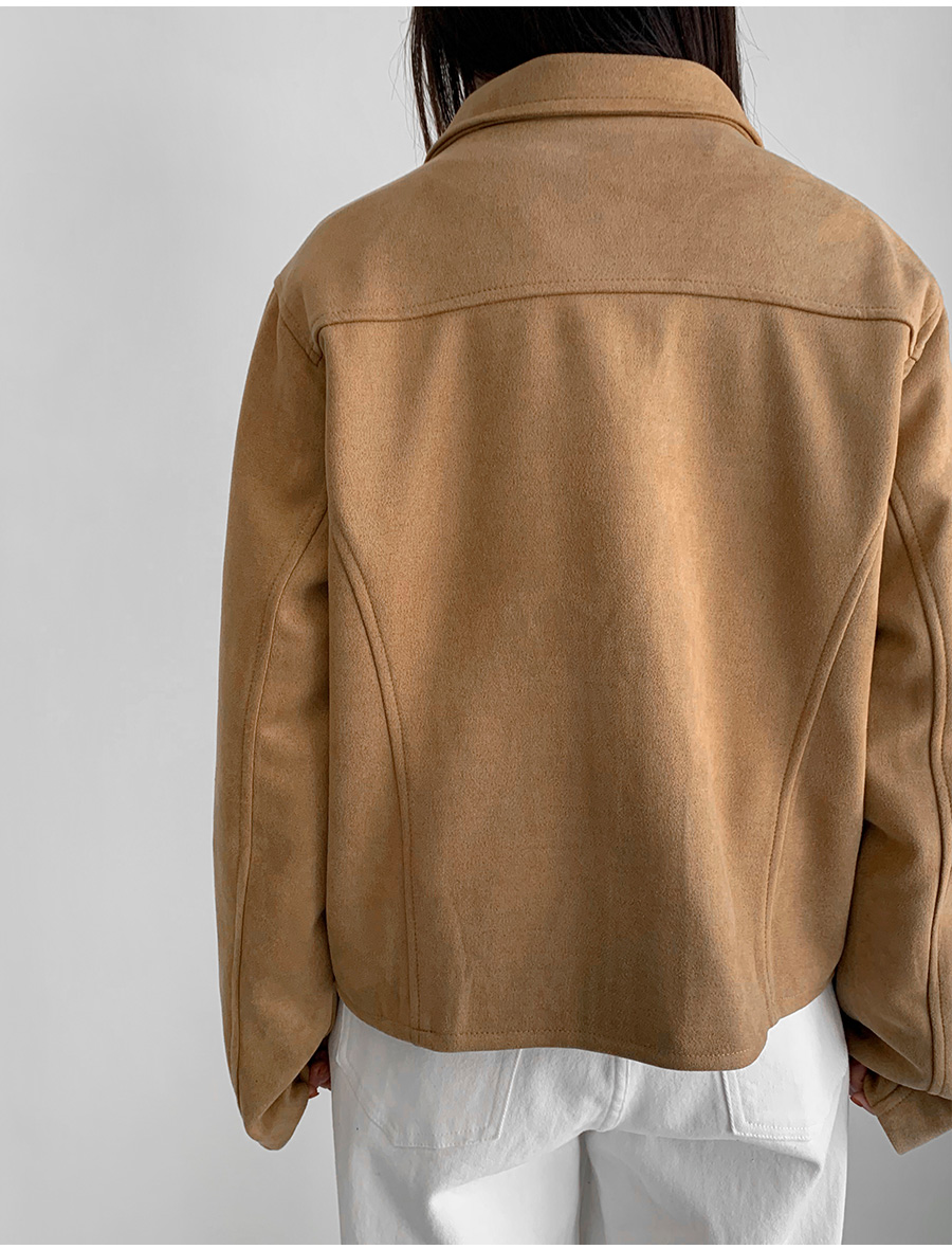 スエード調ジップアップカラーラインジャケット | レディース