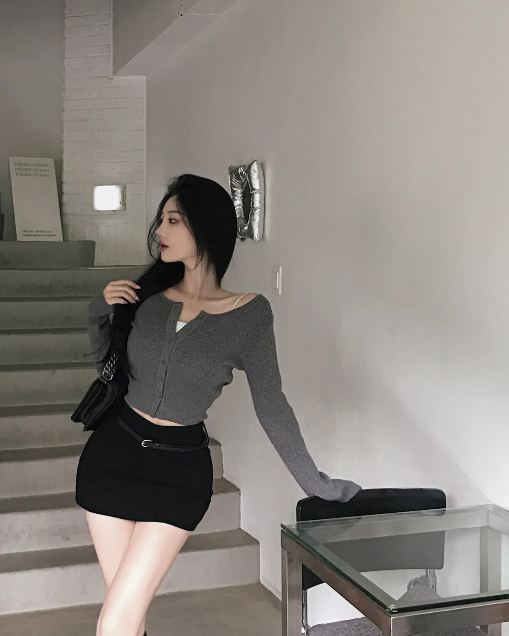 카디건 모델 착용 이미지-S1L94
