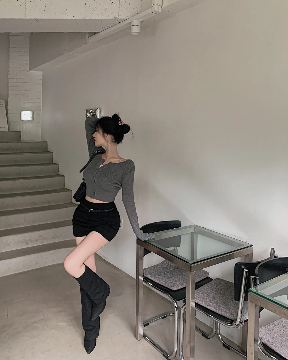 카디건 모델 착용 이미지-S1L84
