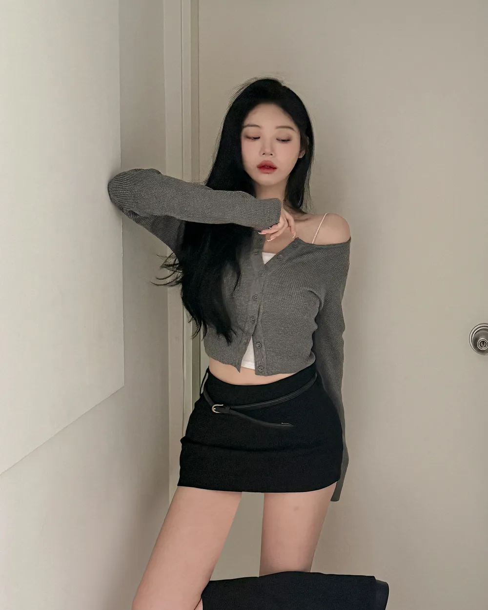 카디건 모델 착용 이미지-S1L66