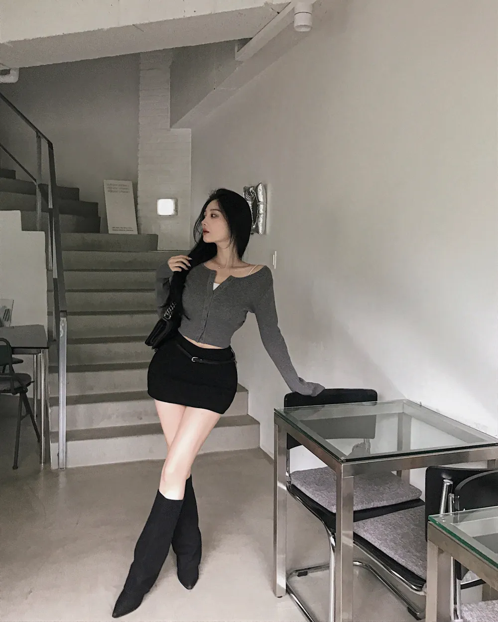 카디건 모델 착용 이미지-S1L85