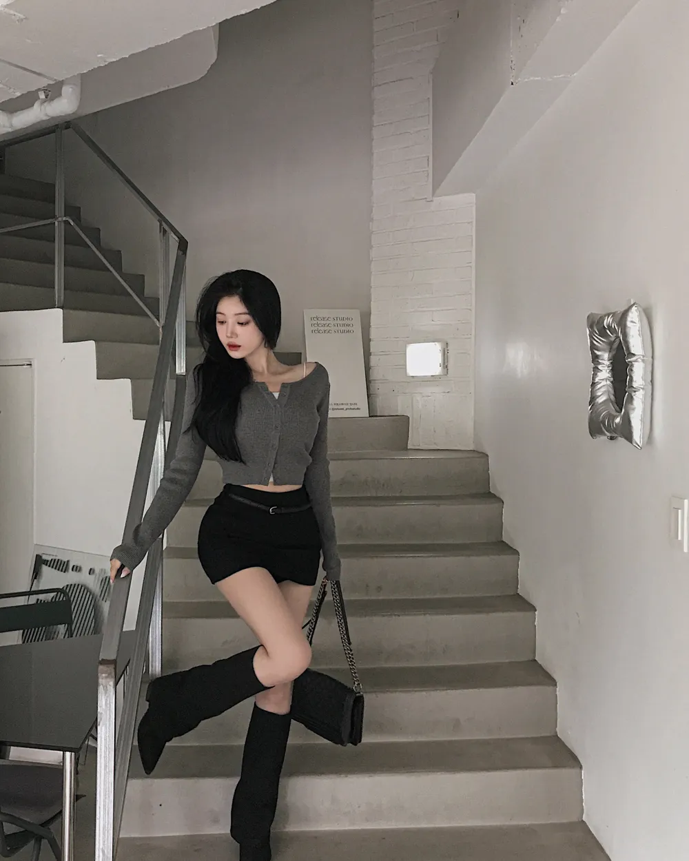 카디건 모델 착용 이미지-S1L95