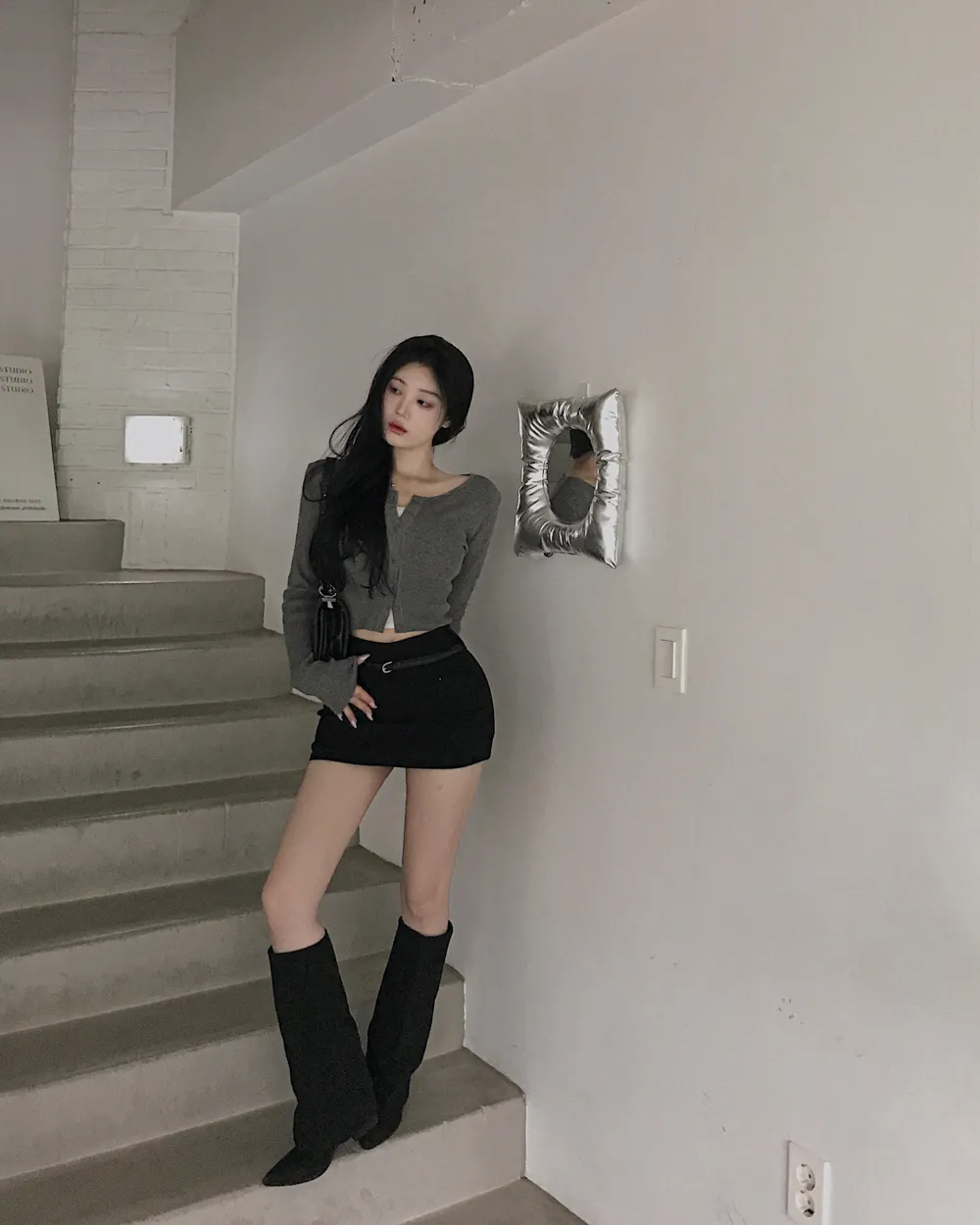 카디건 모델 착용 이미지-S1L62