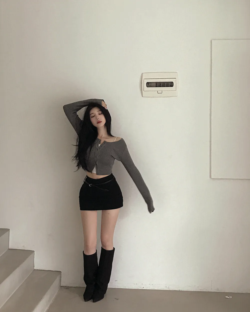 카디건 모델 착용 이미지-S1L71