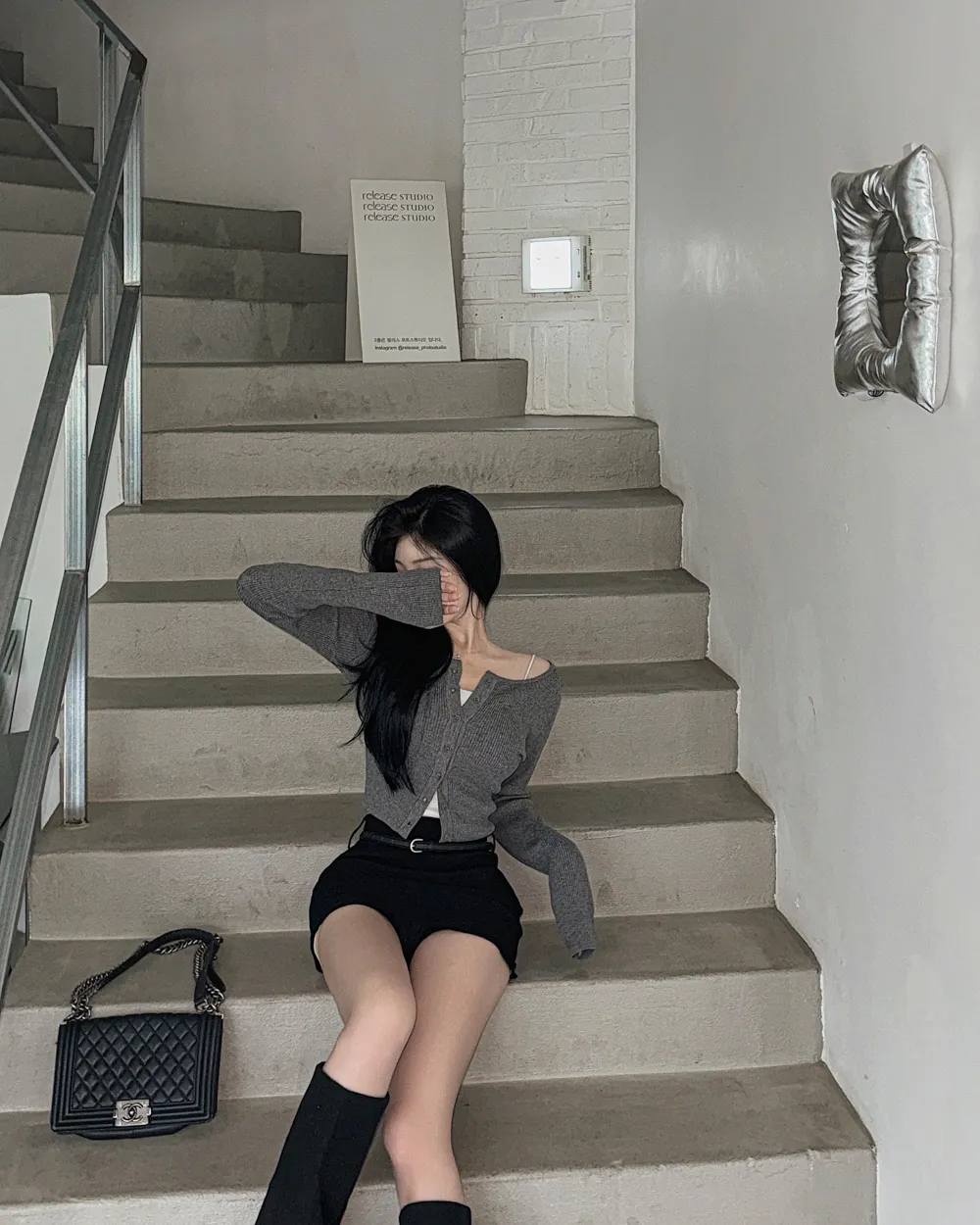 카디건 모델 착용 이미지-S1L98