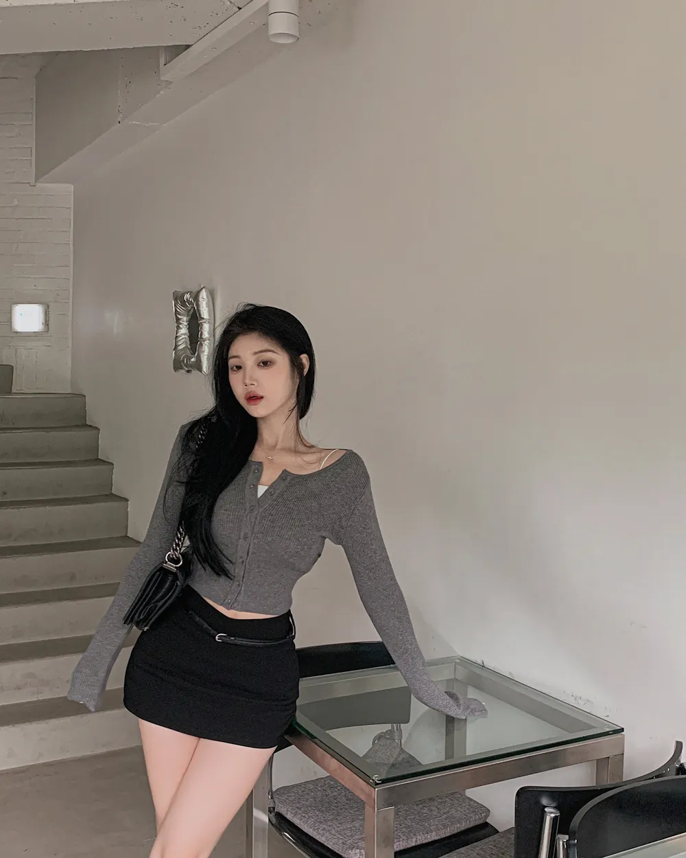 카디건 모델 착용 이미지-S1L82