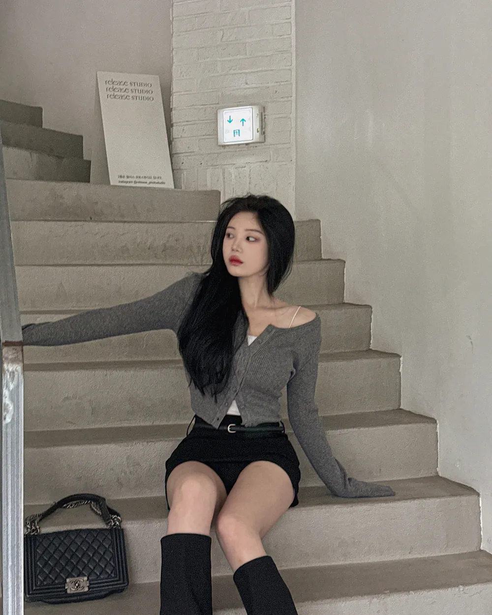 카디건 모델 착용 이미지-S1L97