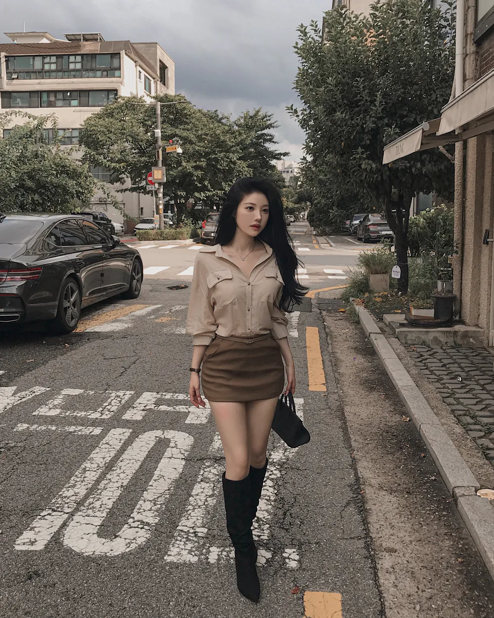 미니 스커트 모델 착용 이미지-S1L100
