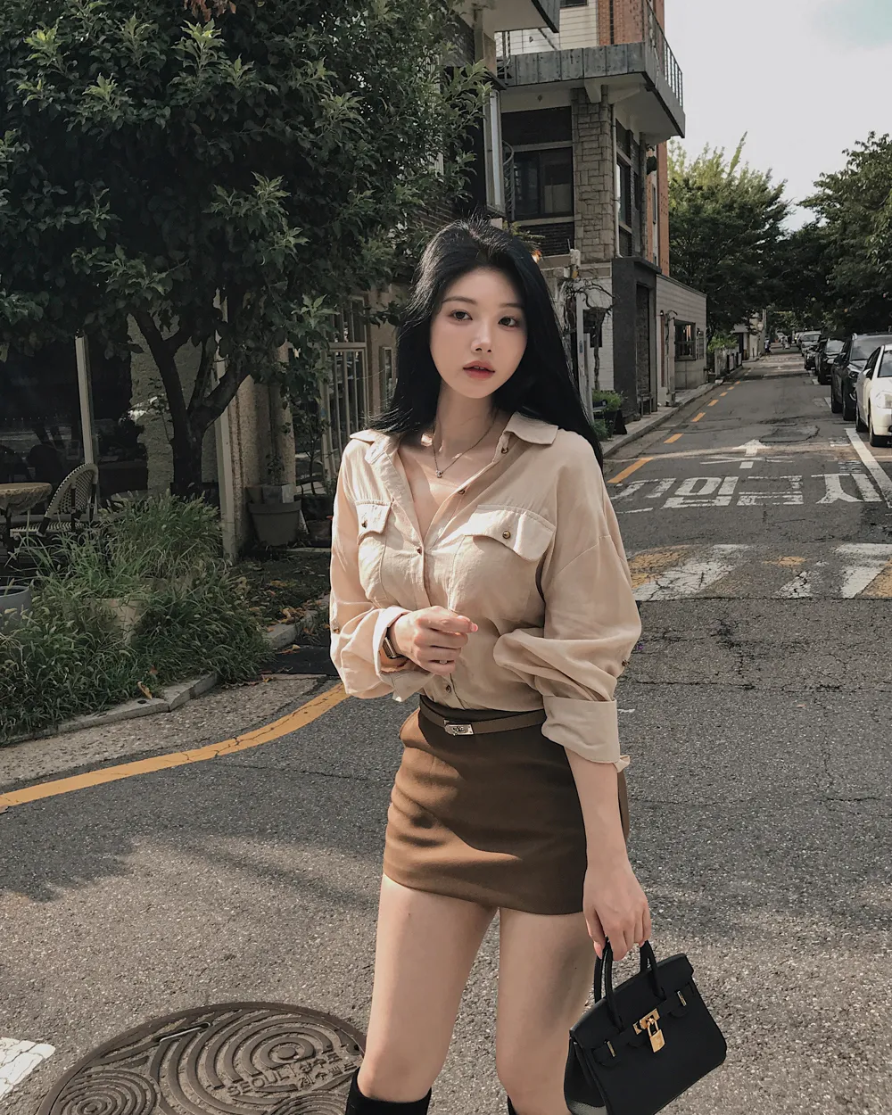 미니 스커트 모델 착용 이미지-S1L103