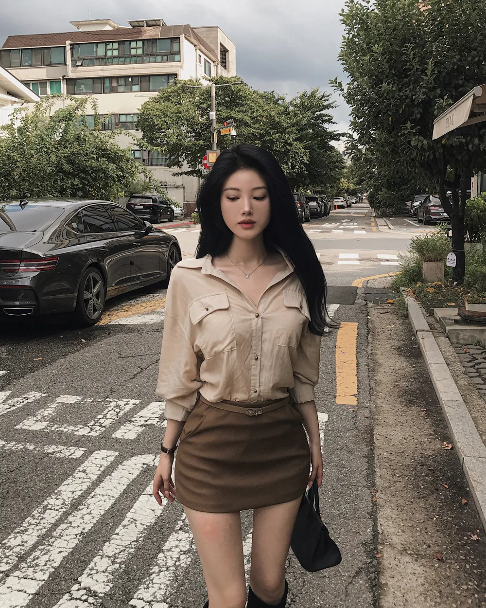 미니 스커트 모델 착용 이미지-S1L101