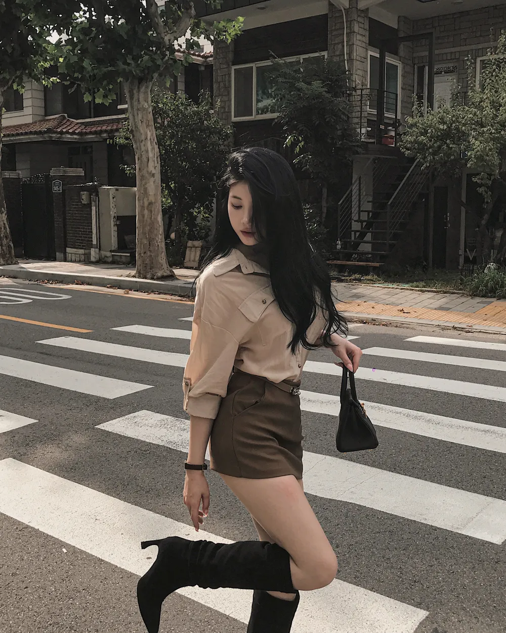 미니 스커트 모델 착용 이미지-S1L106