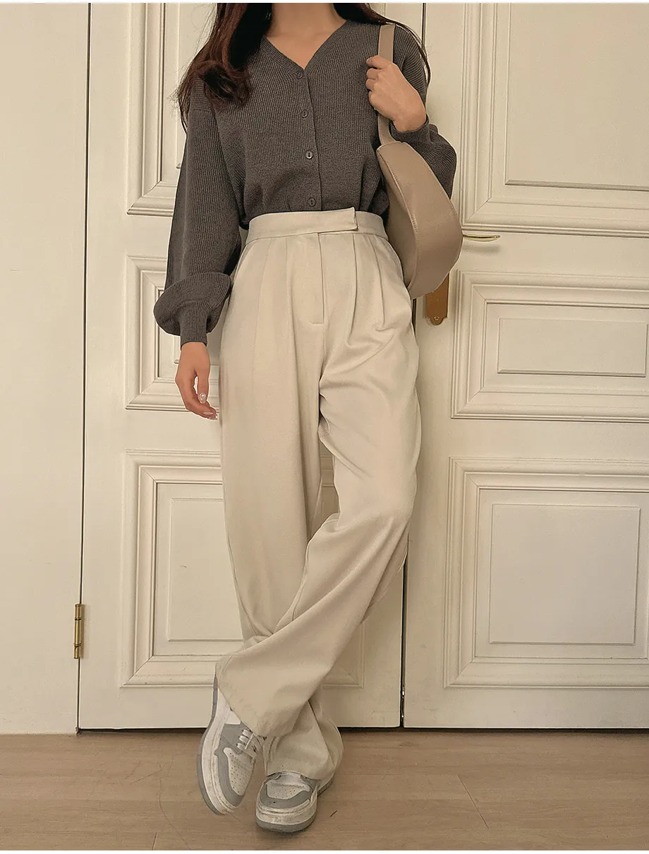 RIRINCO Ｖネックパフスリーブカーディガン