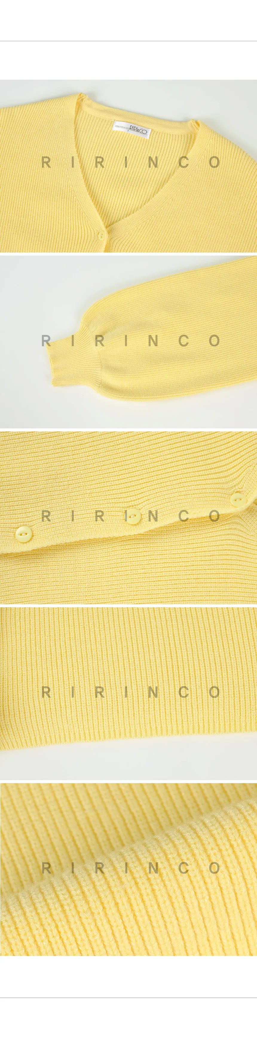 RIRINCO Ｖネックパフスリーブカーディガン