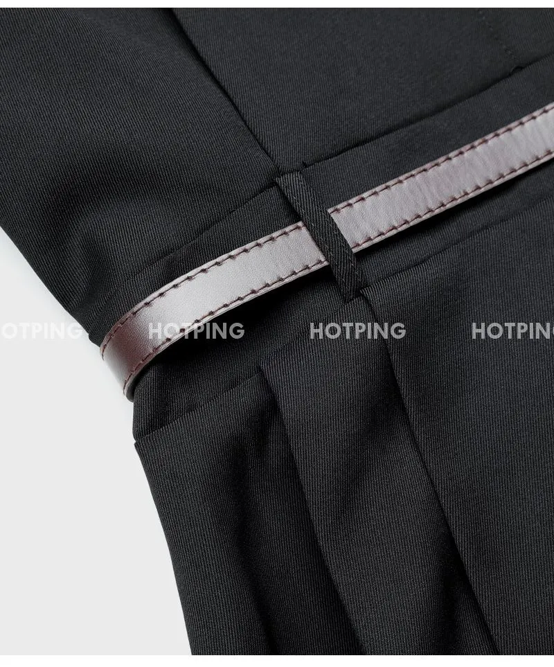 린다 카라넥 솔리드 핀턱 플레어 롱원피스