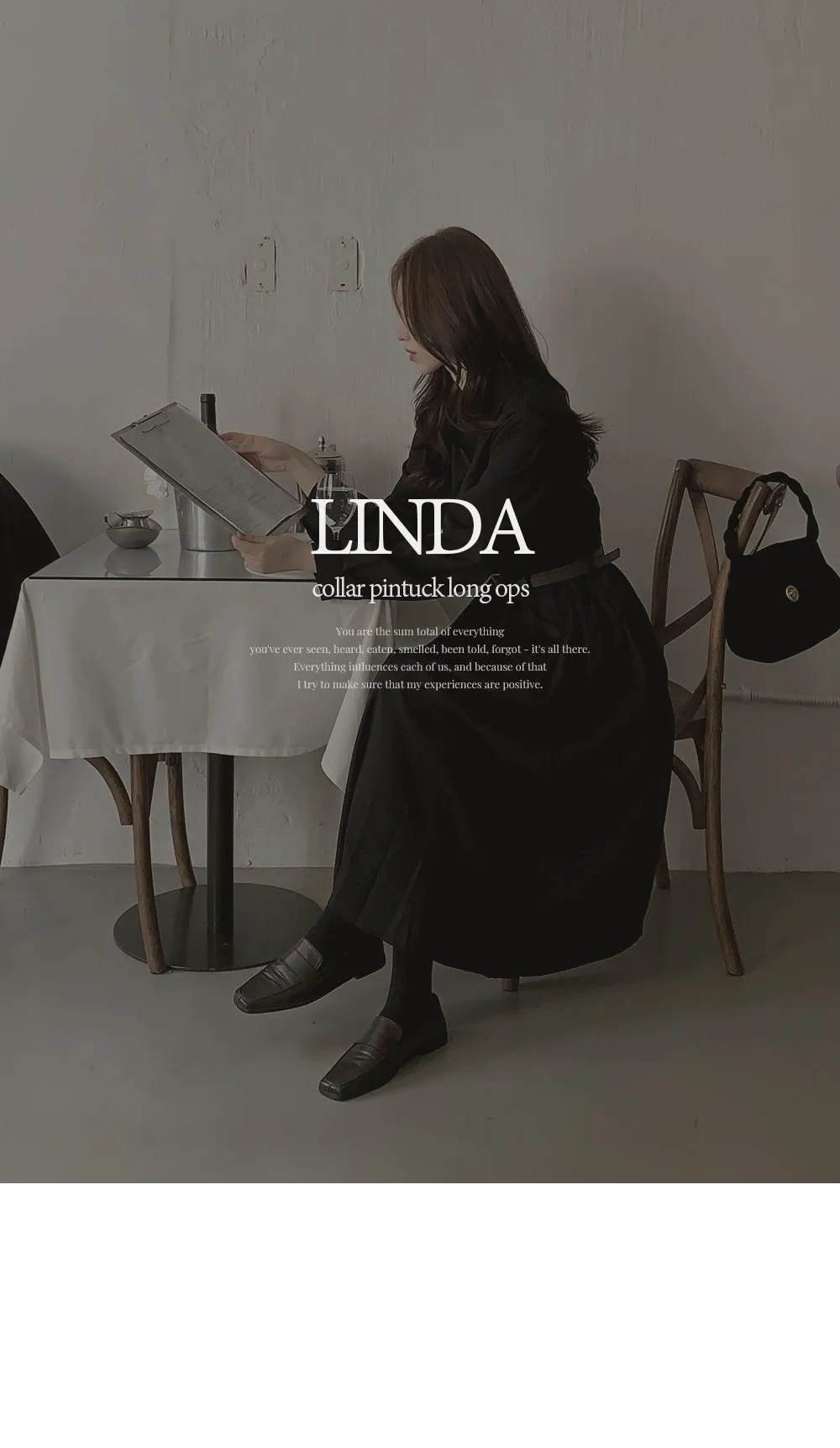 린다 카라넥 솔리드 핀턱 플레어 롱원피스