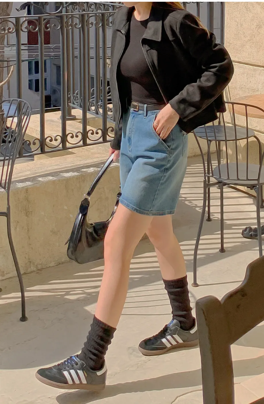 RIRINCO スエードセミクロップド丈ジップアップジャケット