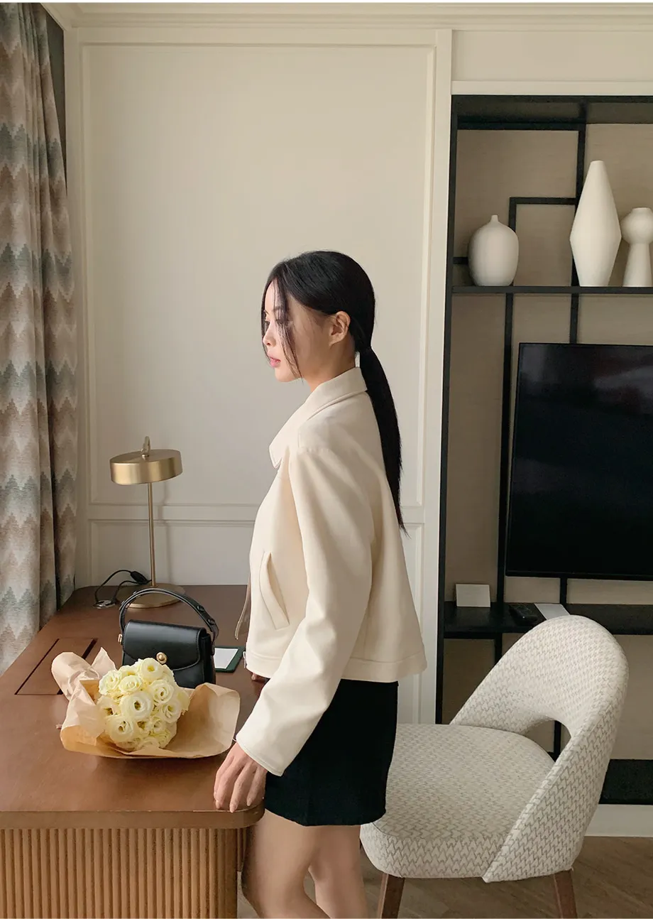 RIRINCO スエードセミクロップド丈ジップアップジャケット