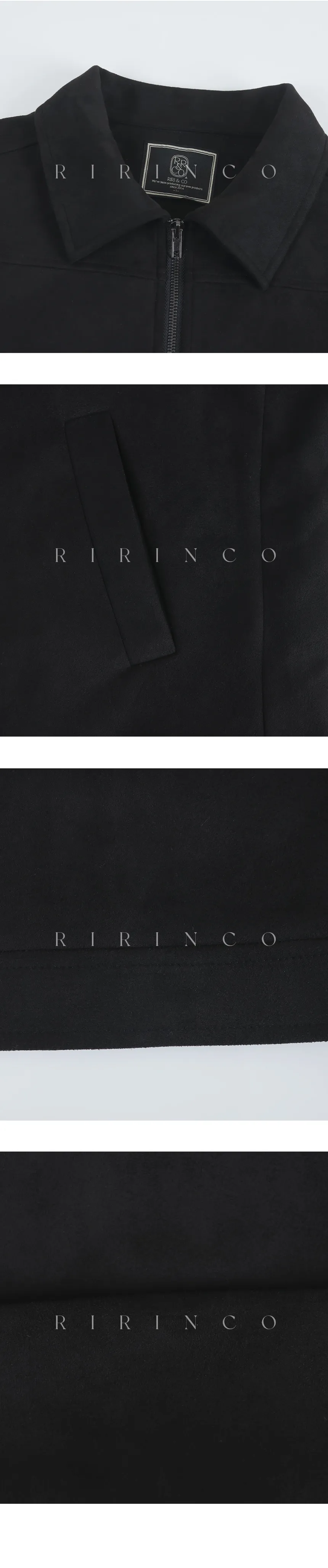 RIRINCO スエードセミクロップド丈ジップアップジャケット