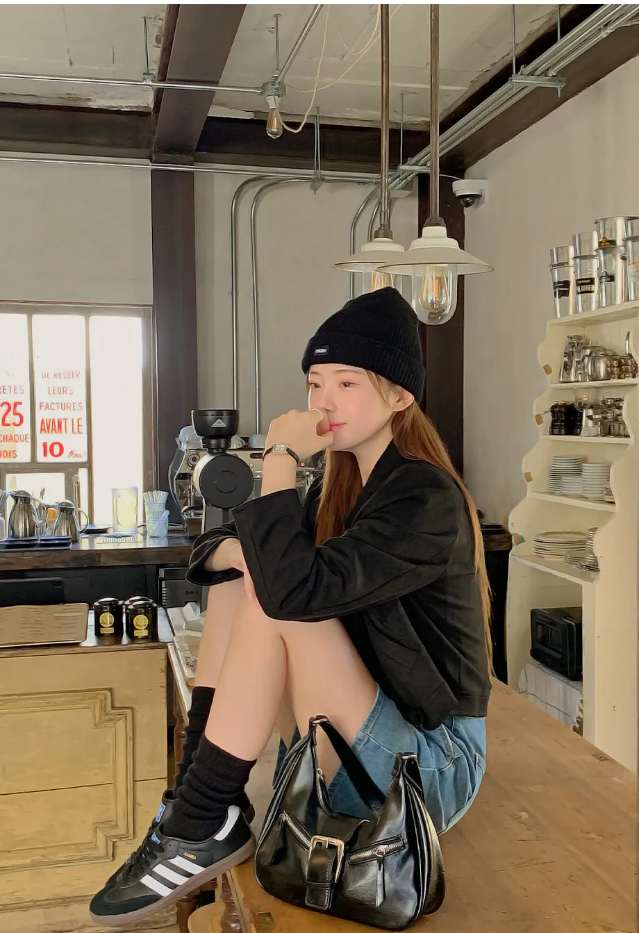 RIRINCO スエードセミクロップド丈ジップアップジャケット