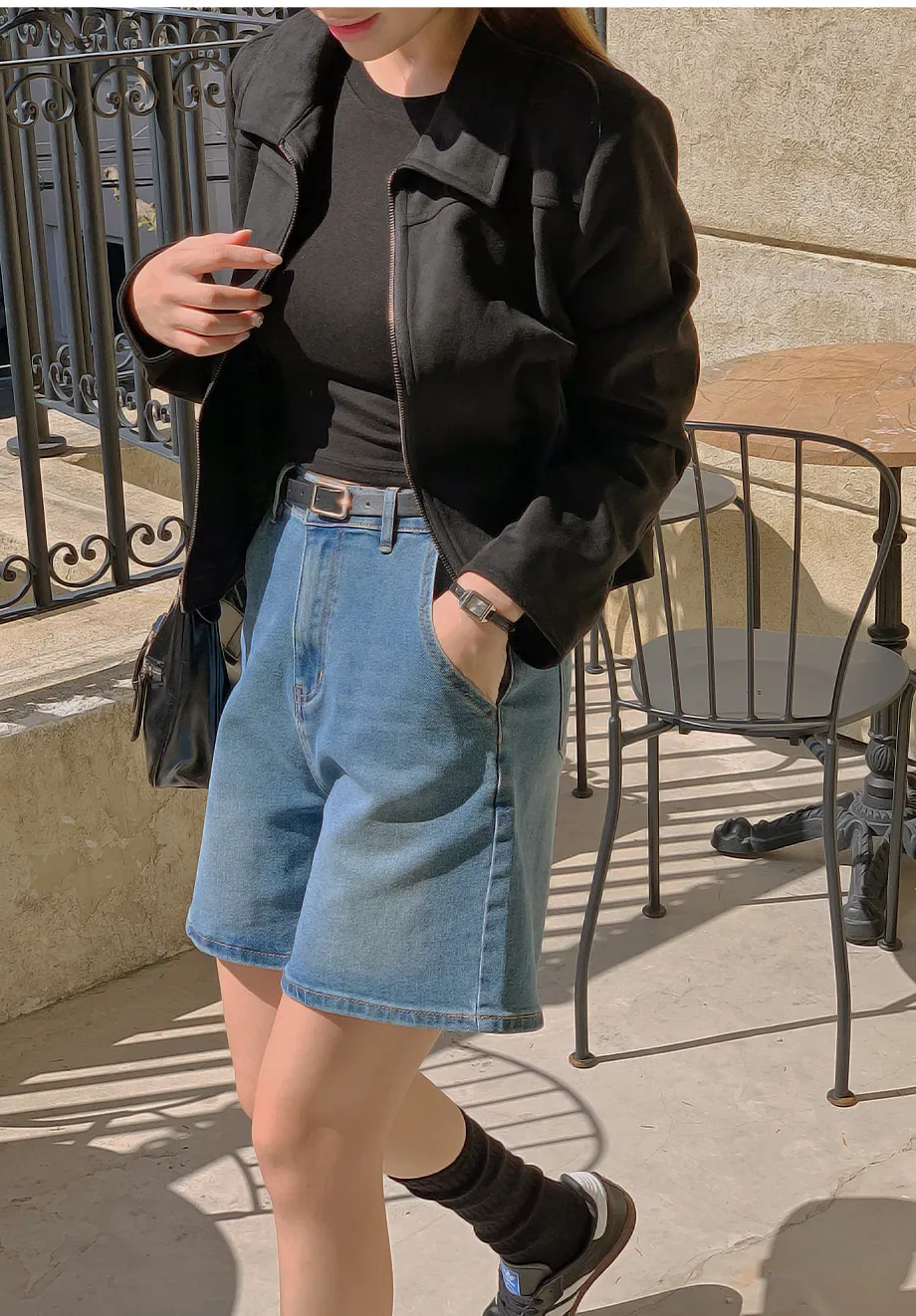 RIRINCO スエードセミクロップド丈ジップアップジャケット