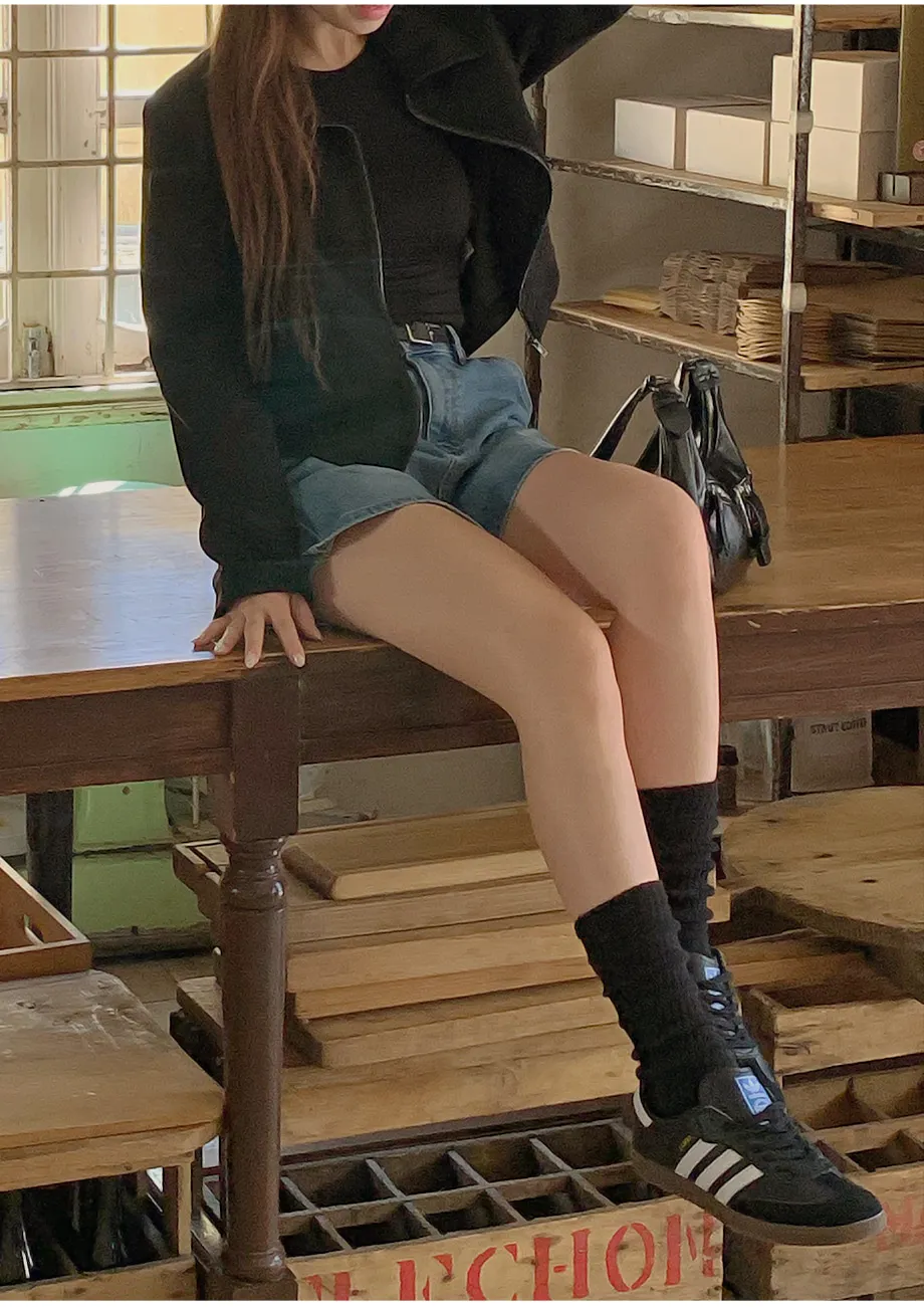 RIRINCO スエードセミクロップド丈ジップアップジャケット