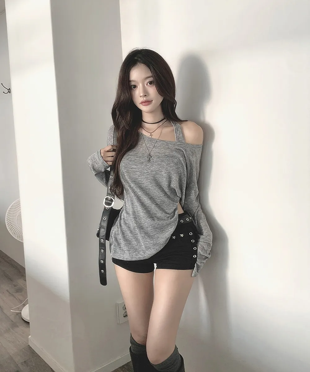 긴팔 티셔츠 모델 착용 이미지-S2L36