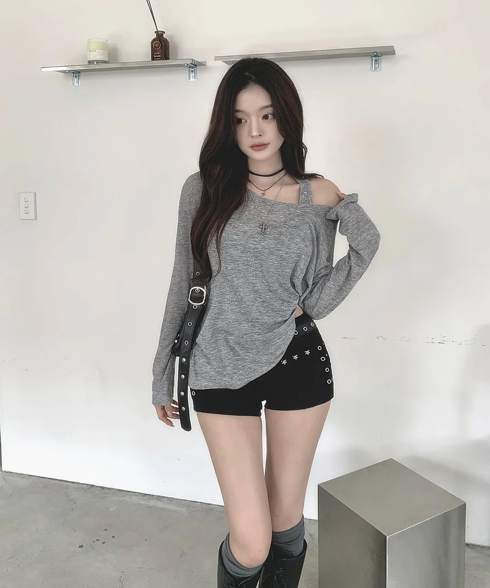 긴팔 티셔츠 모델 착용 이미지-S2L32