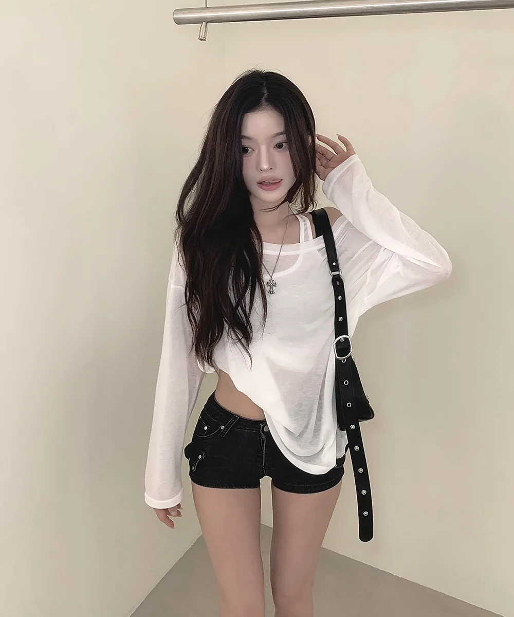 긴팔 티셔츠 모델 착용 이미지-S2L16