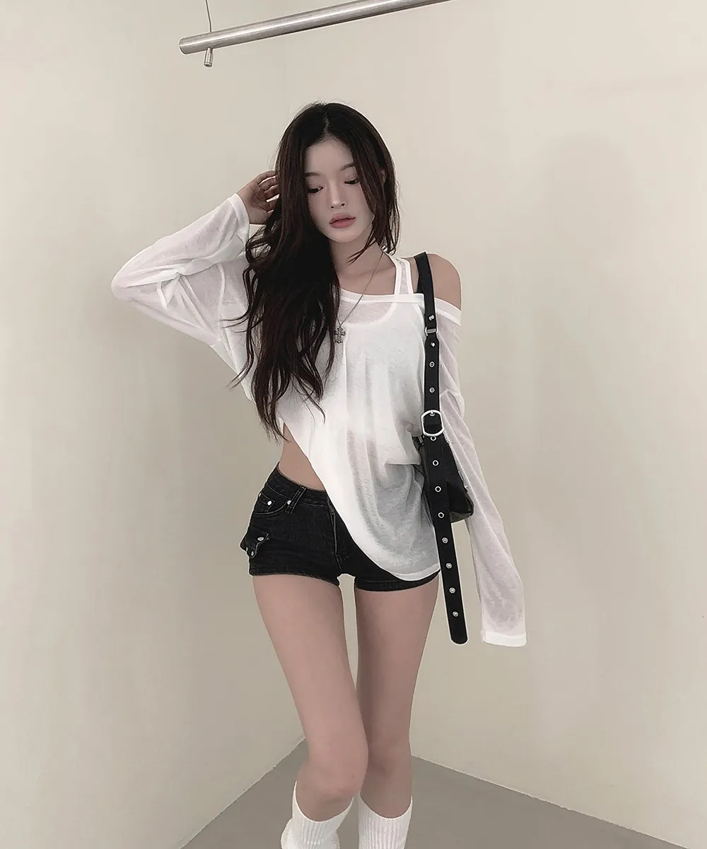 긴팔 티셔츠 모델 착용 이미지-S2L14