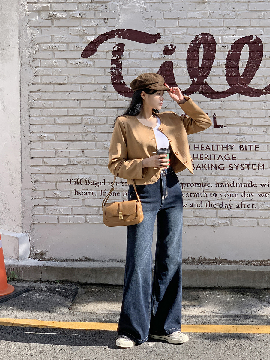 選べる丈]ウォッシングワイドブーツカットライトブルーディープブルー