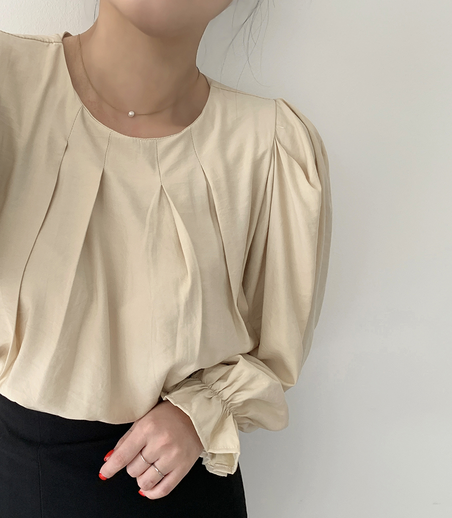 パフスリーブベルスリーブピンタック長袖ブラウス | レディース