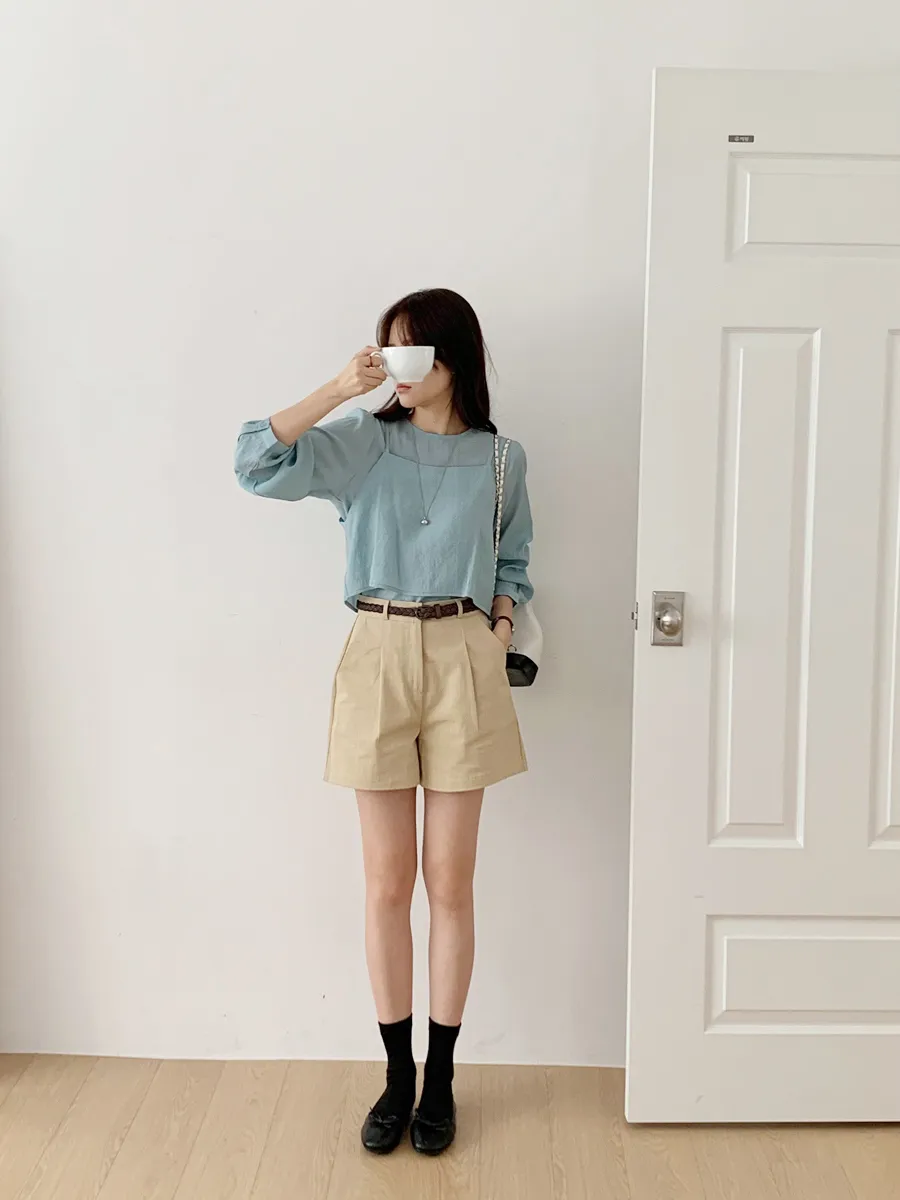 반팔 티셔츠 모델 착용 이미지-S4L38