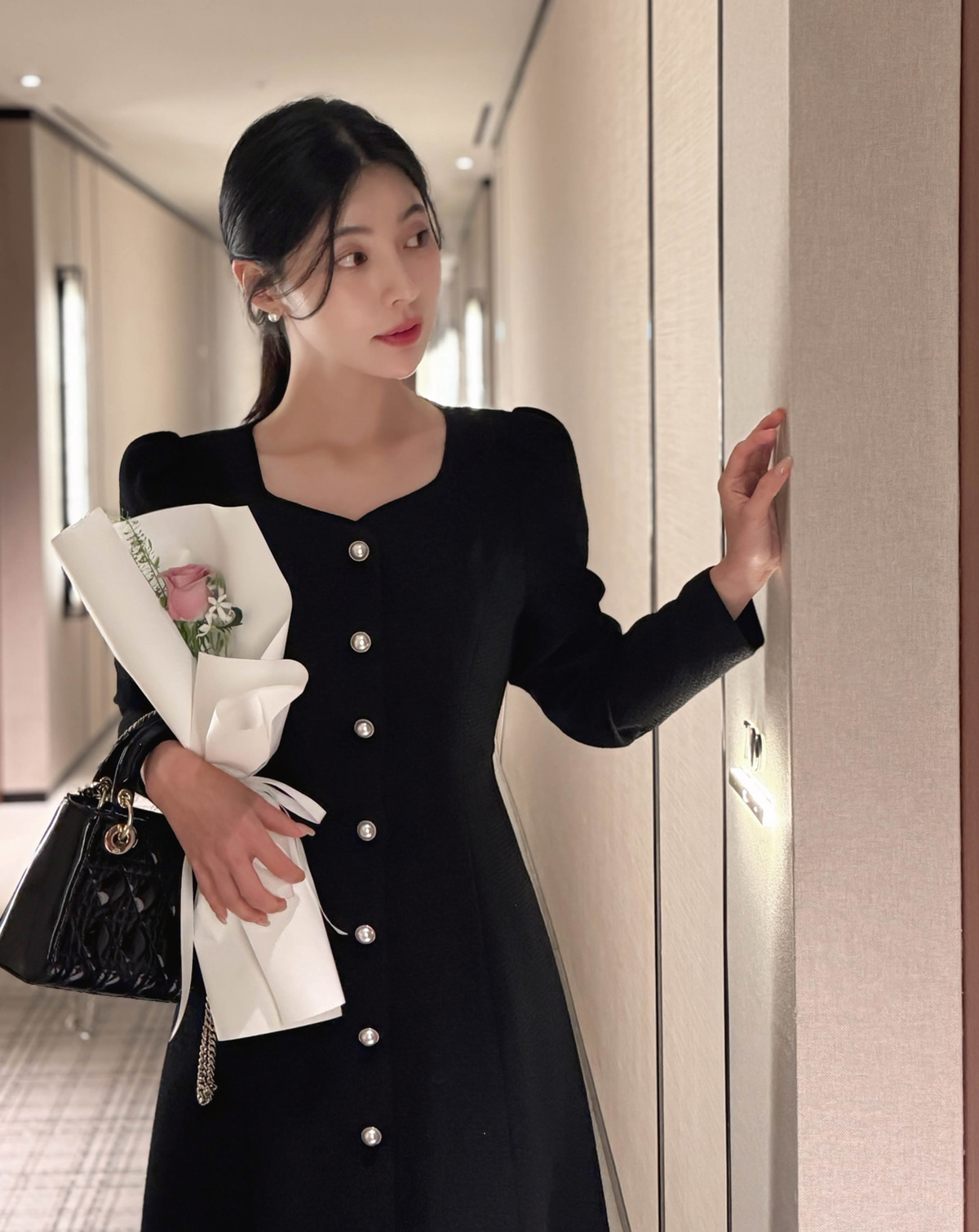 Alum. ツイードボタンスクエアネックロングワンピース 1939007_info_9193F273-A3B3-