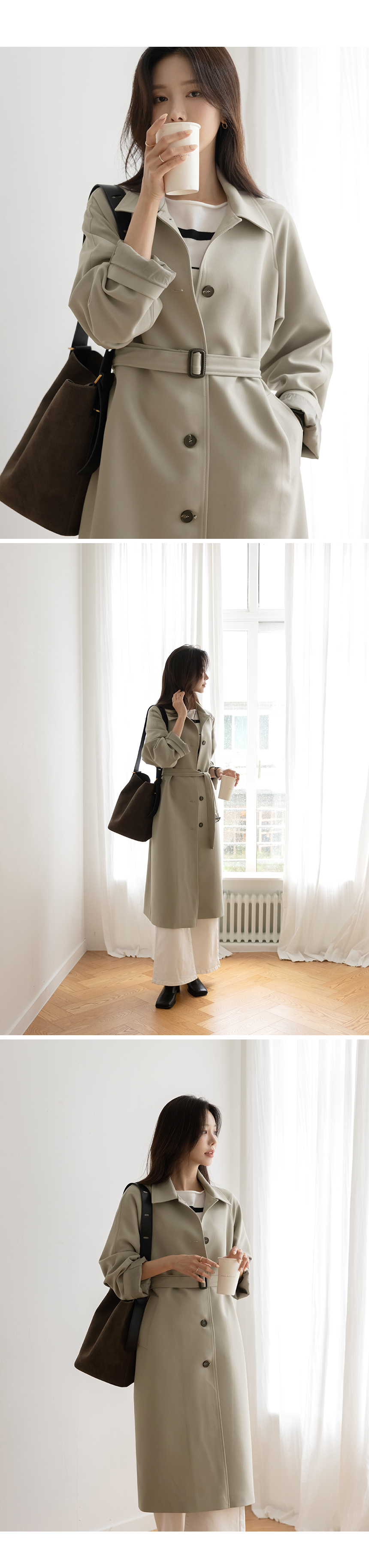 ベージュ トレンチコート ボタン付き ツイルストレッチ ライナー付きトレンチコート ベージュ | P.S.FA公式通販