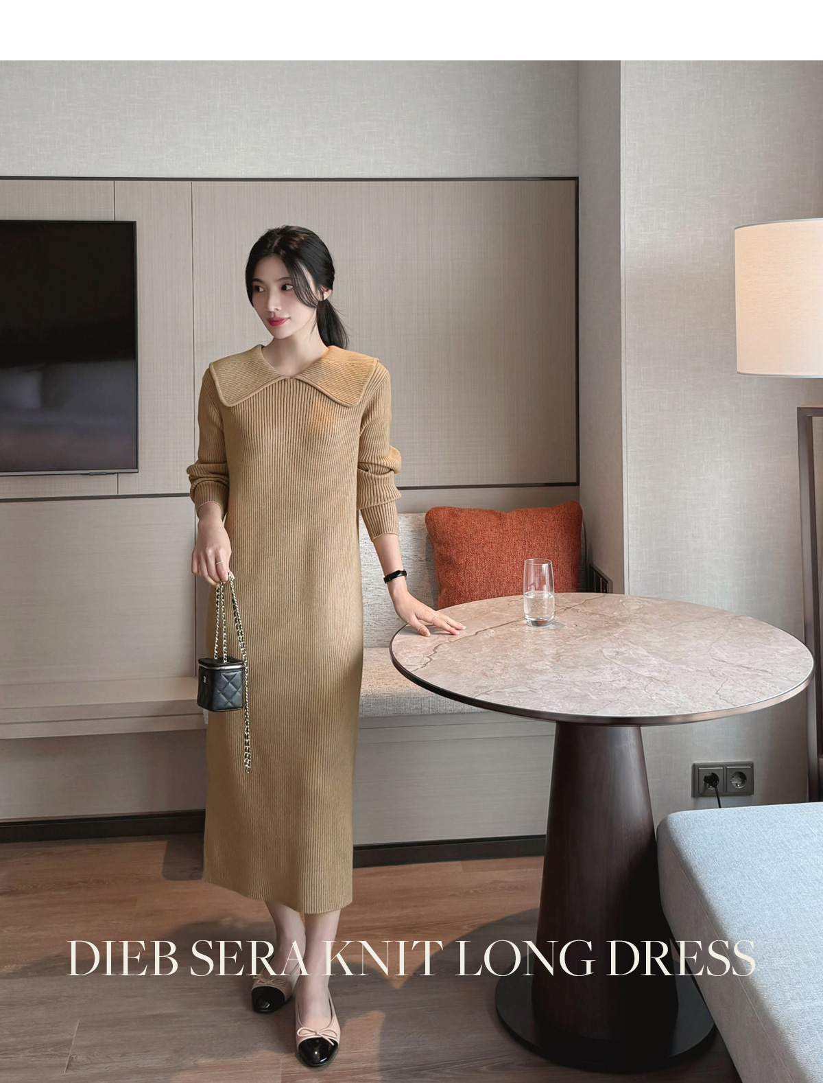 ニットロング長袖カラーワンピース | レディースファッション通販 - DHOLIC