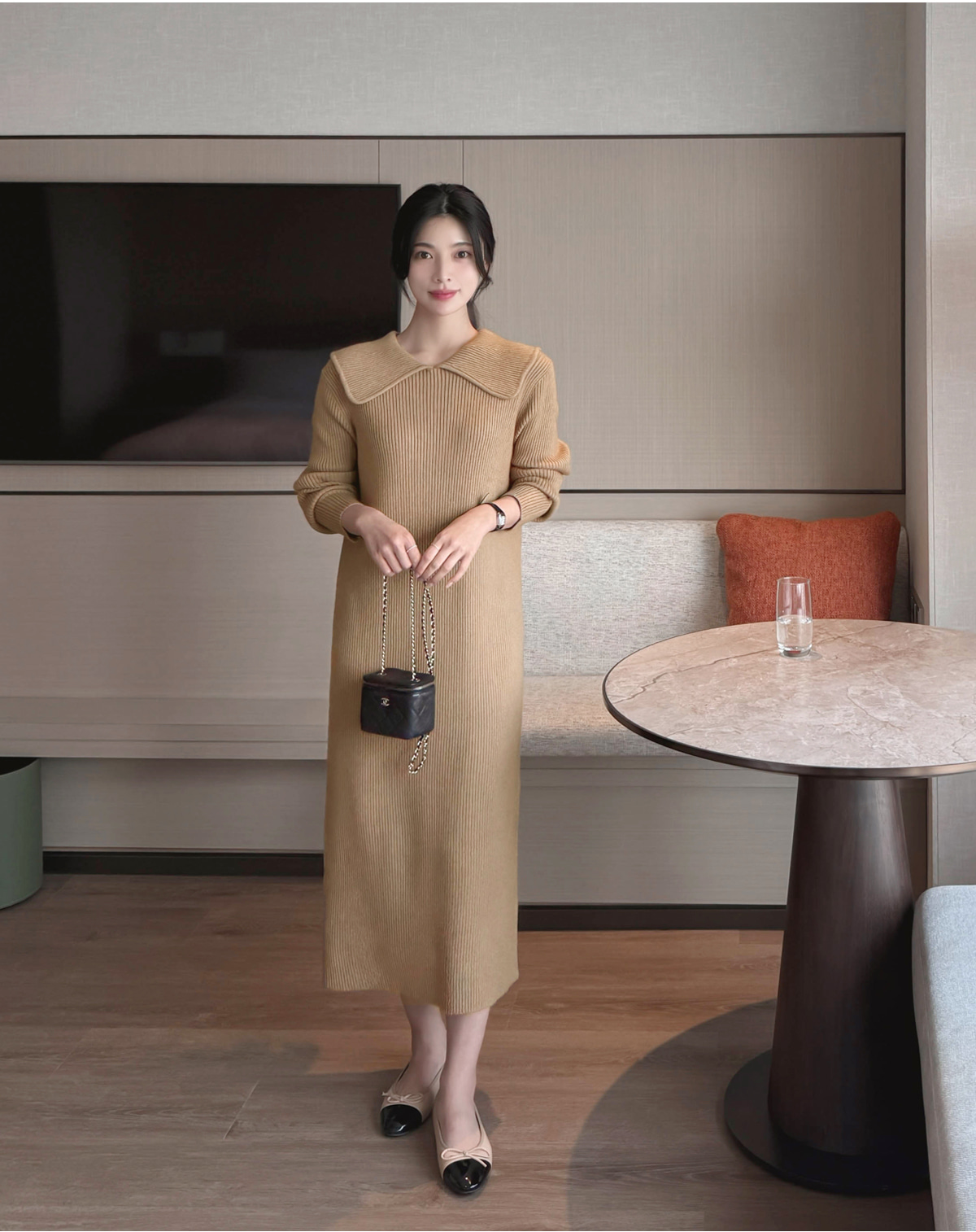 ニットロング長袖カラーワンピース | レディースファッション通販 - DHOLIC