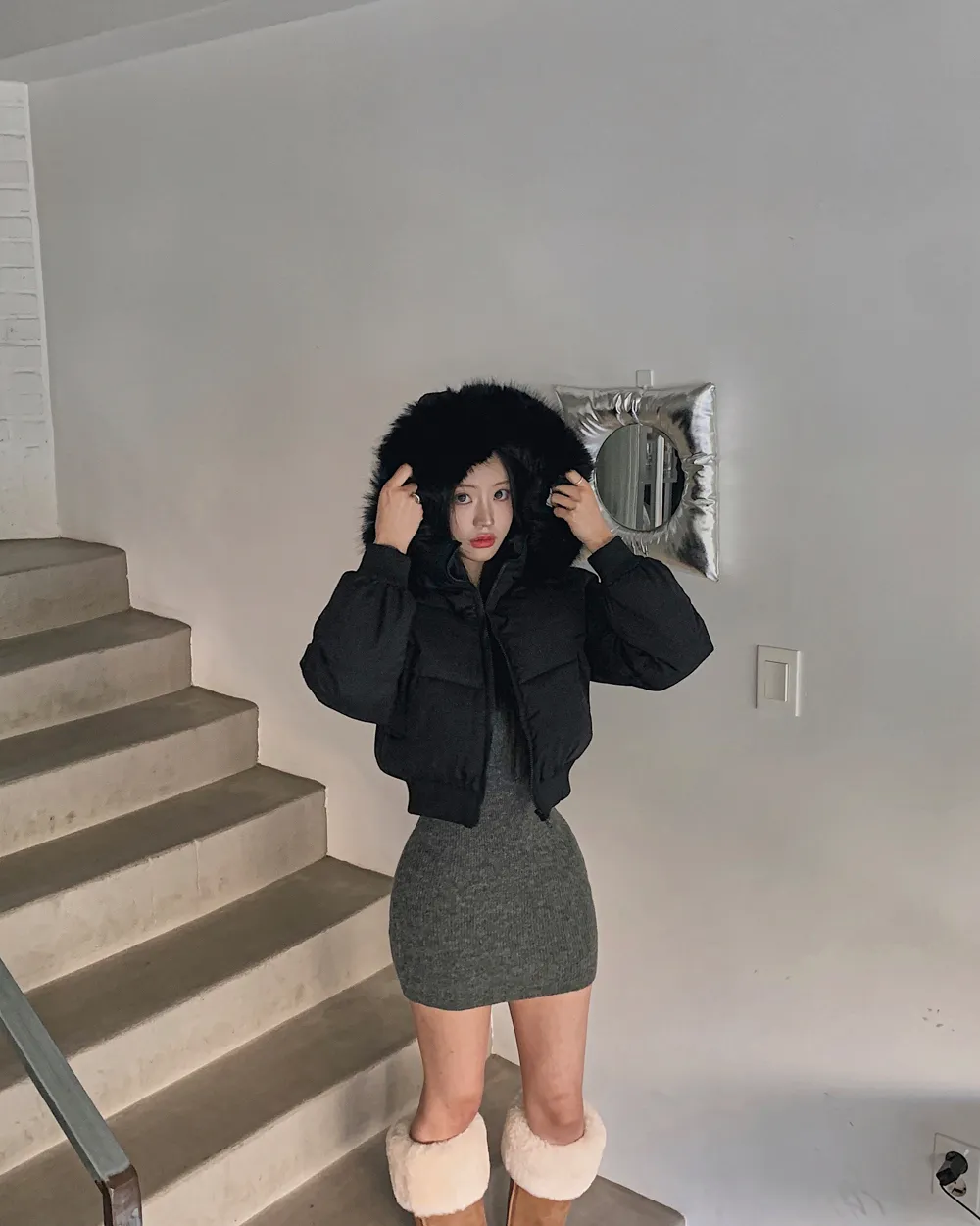 패딩 모델 착용 이미지-S1L126