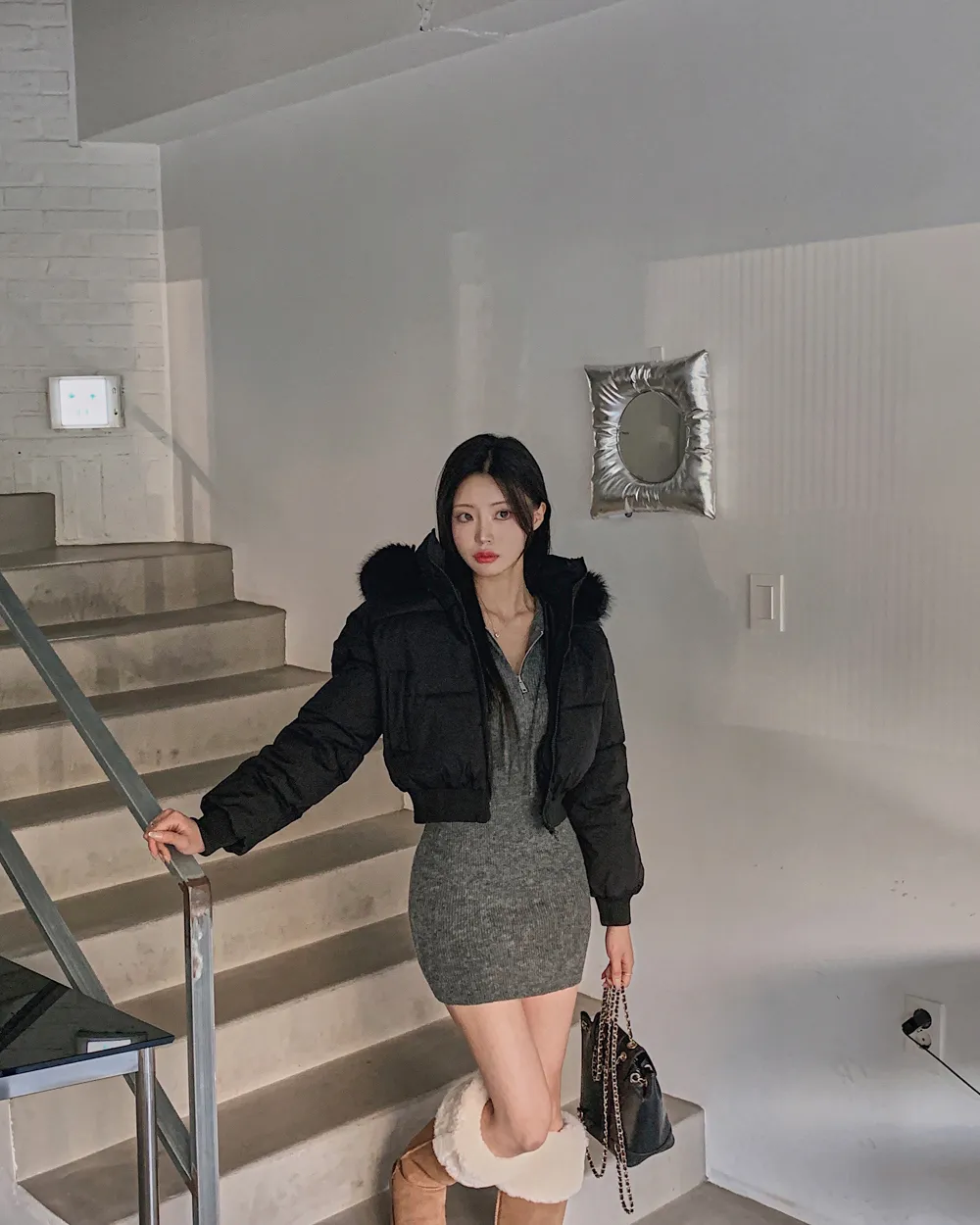 패딩 모델 착용 이미지-S1L122