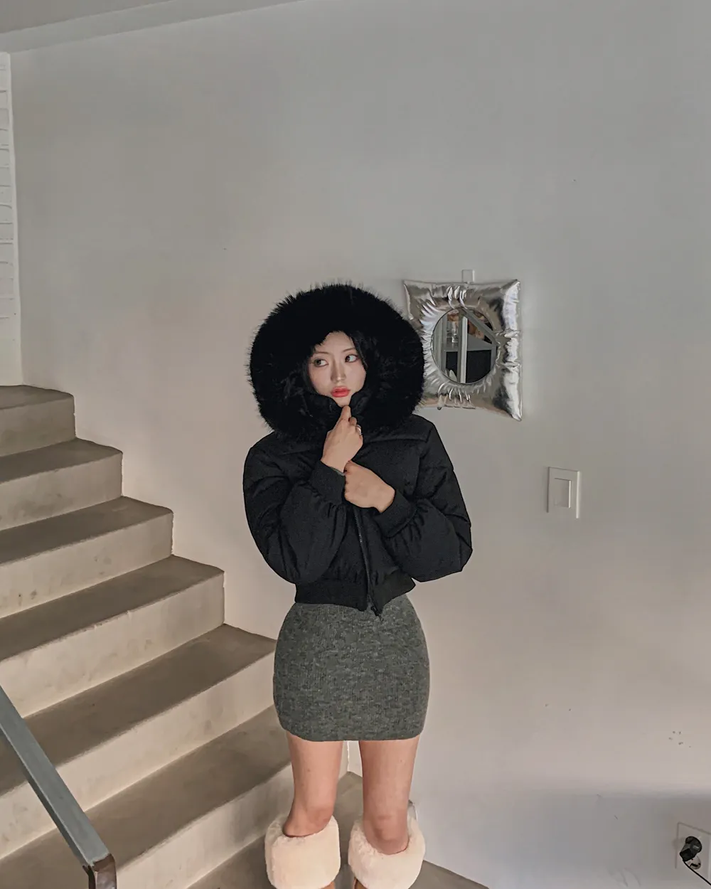 패딩 모델 착용 이미지-S1L125