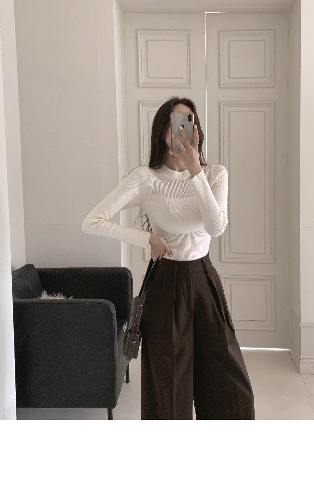 긴팔 티셔츠 모델 착용 이미지-S1L33