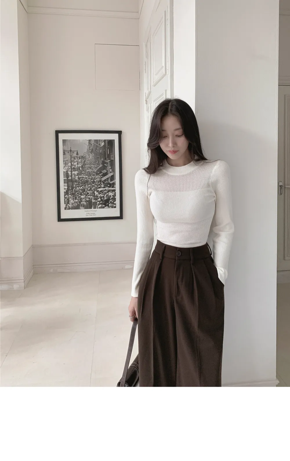 긴팔 티셔츠 모델 착용 이미지-S1L36