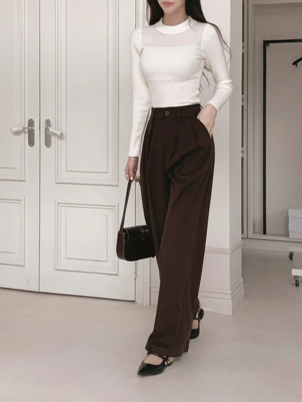 긴팔 티셔츠 모델 착용 이미지-S1L40