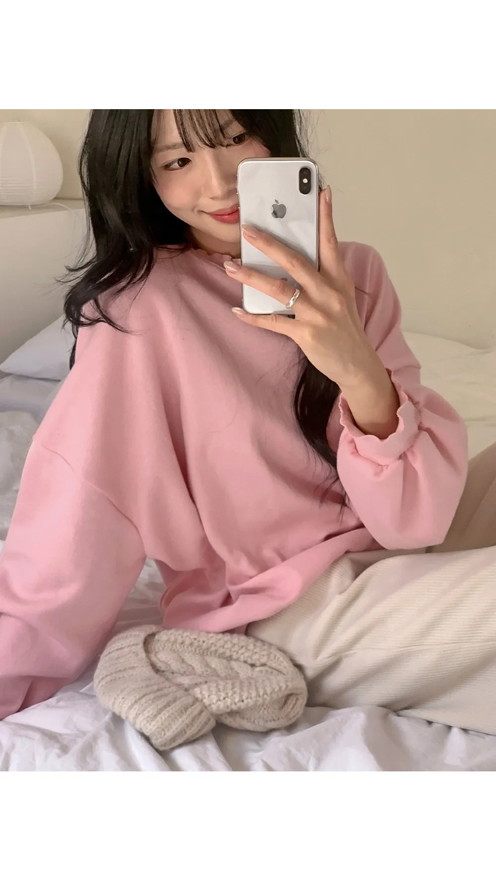 러플 루즈핏 웨이브 긴팔 맨투맨